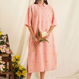 JAYPORE Women Floral Printed Shirt Midi Dress-picture-31