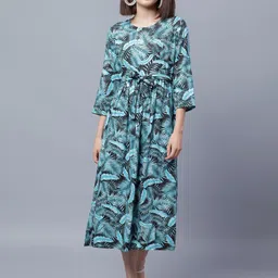 ENTELLUS Floral Printed Shirt Midi Dress-picture-42