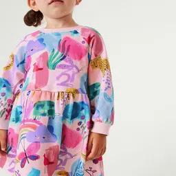 StyleCast Pink Girls Conversational Printed Cotton A-line Dress-picture-28
