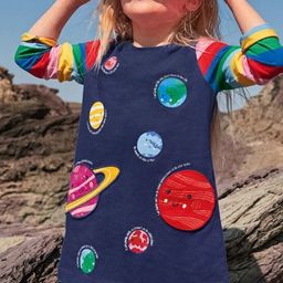 StyleCast Girls Navy Blue Conversational Printed A-Line Longline Top-14