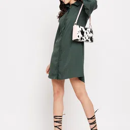 Fashfun Crepe Shirt Thigh Length Shirt Dress-picture-16