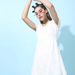 Tokyo Talkies White Lace Dress-image-53