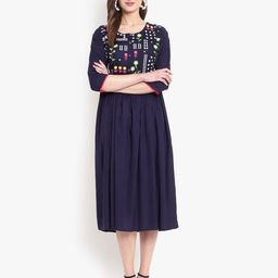 Ashlee Blue Embroidered Midi Dress-image-28