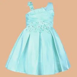 Wish Karo Girls One Shoulder Embellished Silk Satin Fit & Flare Dress-picture-47