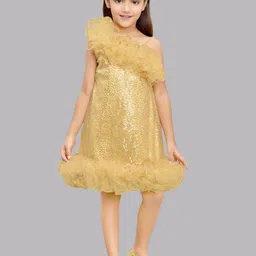 Pink Chick Girls Sequinned Embellished A-Line Party Dress-image-98
