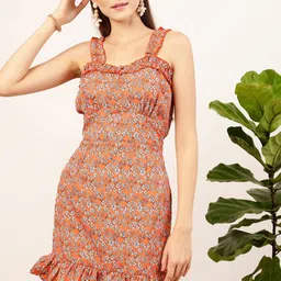 STREET 9 Floral Printed Sleeveless Ruffle Dress-image-99