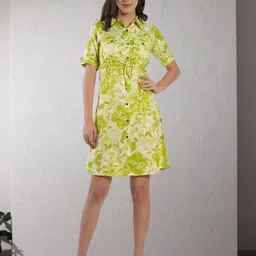 BAESD Floral Print Shirt A-Line Dress-picture-33