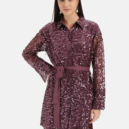 Kazo Shirt Collar Print Shirt Dress-51