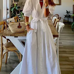 StyleCast Puff Sleeves Maxi Dress-image-55