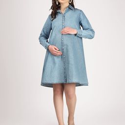 angloindu Denim Maternity Shirt Dress-picture-20