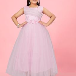 BAESD Embellished Net Fit & Flare Maxi Dress With Corsage image 1