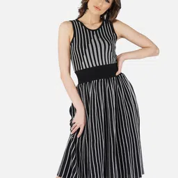 JoE Hazel Striped Cotton Fit And Flare Dress-72
