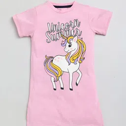Lazy Shark Girls Pink Printed T-shirt Dress-26