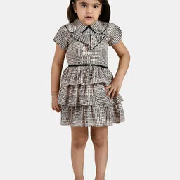 Peppermint Peach-Coloured Checked Crepe Dress-image-27