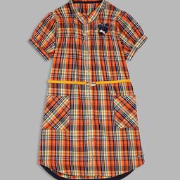 Blue Giraffe Girls  Multicoloured Checked Shirt Dress-13