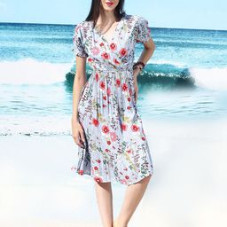 Sera Blue Floral Printed Fit & Flare Dress-image-60