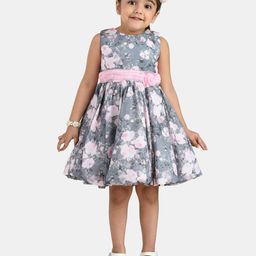 Peppermint Grey & Pink Floral Chiffon Dress-image-86
