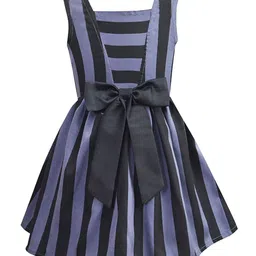 A.T.U.N. Girls Charcoal Grey & Black Striped Dress-image-70