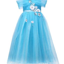 A Little Fable Girls Round Neck Cold-Shoulder Sleeves Sequined Fit & Flare Maxi Dress-picture-23