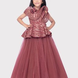 BETTY Girls Round Neck Sleeveless Net Fit & Flare Maxi Dress-image-34