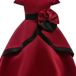 BAESD Satin V Neck Short Puff Sleeves Fit & Flare Maxi Dress-image-23