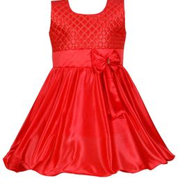 Wish Karo Girls Sleeveless Corsage Satin Fit & Flare Maxi Dress-image-30