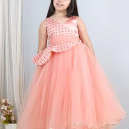 Toy Balloon kids Girls Self Design Net Fit & Flare Maxi Dress-image-78