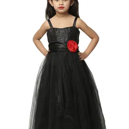BAESD Kids-Girls Embellished Shoulder Straps Net Fit & Flare Maxi Dress-11