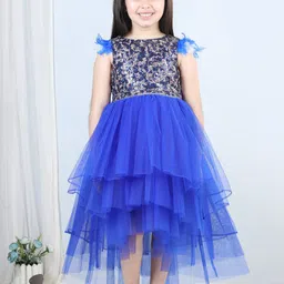 Toy Balloon kids Girls Sequined Embroidered High Low Crepe Fit & Flare Dress-image-89