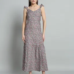 Chemistry Floral Print Flutter Sleeves Maxi Dress-picture-12