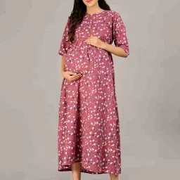 GMI Floral Printed Fit & Flare Maternity Dress-35