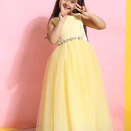 Toy Balloon kids Girls Round Neck Net Fit & Flare Maxi Dress-image-93