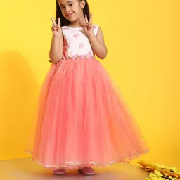 Toy Balloon kids Girls Round Neck Net Fit & Flare Maxi Dress-image-104