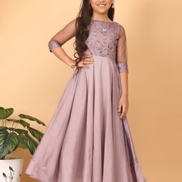 Ethnovog Embellished Sequinned Detailed Boat Neck Fit & Flare Maxi Dress-10