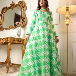 VIVARAA FASHION Women Checked Fit & Flare Maxi Dress-picture-56