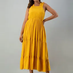 INDIANIC Shoulder Straps Tiered Fit & Flare Dress-picture-10