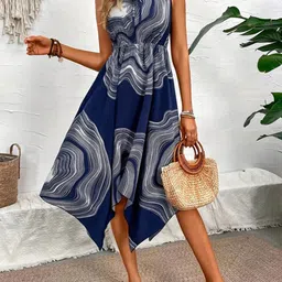 StyleCast Women  Abstract Print Tie-Up Neck Fit & Flare Midi Dress-picture-50