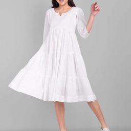 Mera Rang Round Neck Fit & Flare Midi Dress-image-14