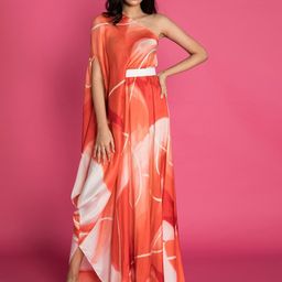 Vedika M Women Abstract Print One Shoulder Fit & Flare MaxiDress-image-81