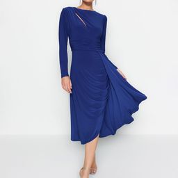 Trendyol Round Neck Long Sleeves Fit & Flare Midi Dress-image-89