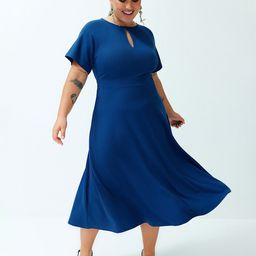 Trendyol Plus Size Keyhole Neck Fit & Flare Midi Dress-image-102