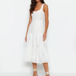 Trendyol Women Sweetheart Neck Fit & Flare Midi Dress-picture-35