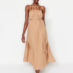 Trendyol Shoulder Straps Sleeveless Fit & Flare Midi Dress-image-36