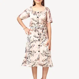 BAESD Girls Floral Printed Silk A-Line Midi Dress-picture-14