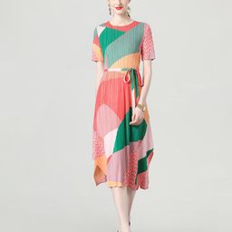 JC Collection Geometric Printed Fit & Flare Midi Dress-image-7