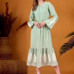 DressBerry Bohemian Embroidered Bell Sleeve Fit & Flare Midi Dress-image-45