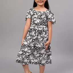 BAESD Floral Print Flutter Sleeve Fit & Flare Midi Dress image 1