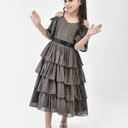Eavan Girls Shoulder Straps Georgette Layered Fit & Flare Midi Dress-image-26