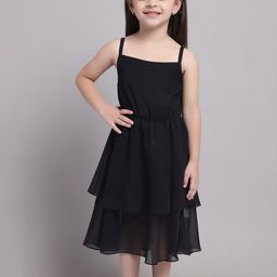 MINI & MING Girls Layered Georgette Fit & Flare Midi Dress-picture-12