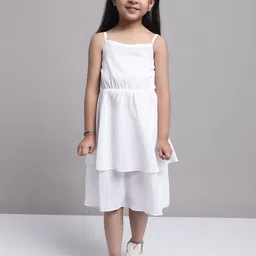 MINI & MING Girls Layered Georgette Fit & Flare Midi Dress-picture-9